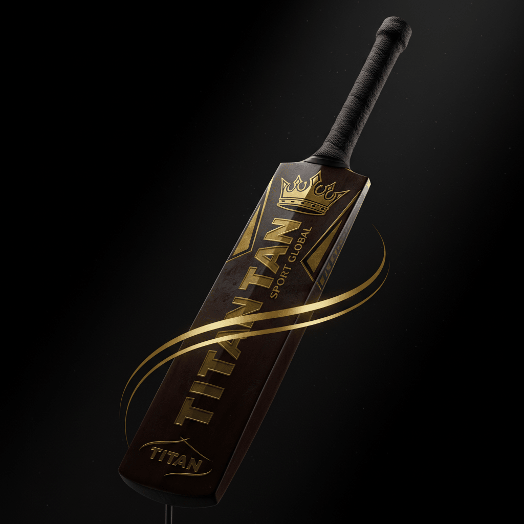 TITAN Cricket Bat Elite Blackout — matte black with gold crown logo