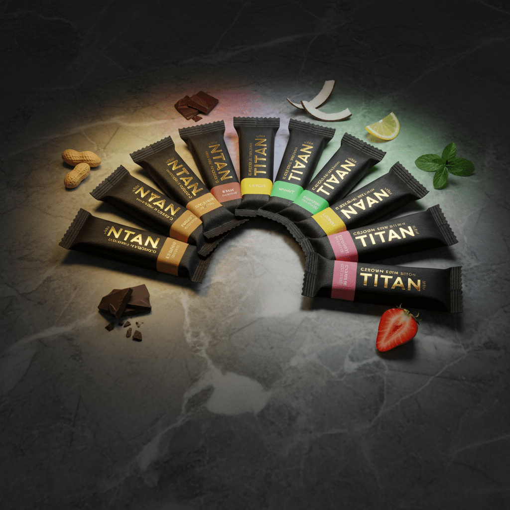 TITAN Vegan Protein Bar Variety Pack 12 Bars Crown Edition — 6 flavors 20g protein vegan product shot