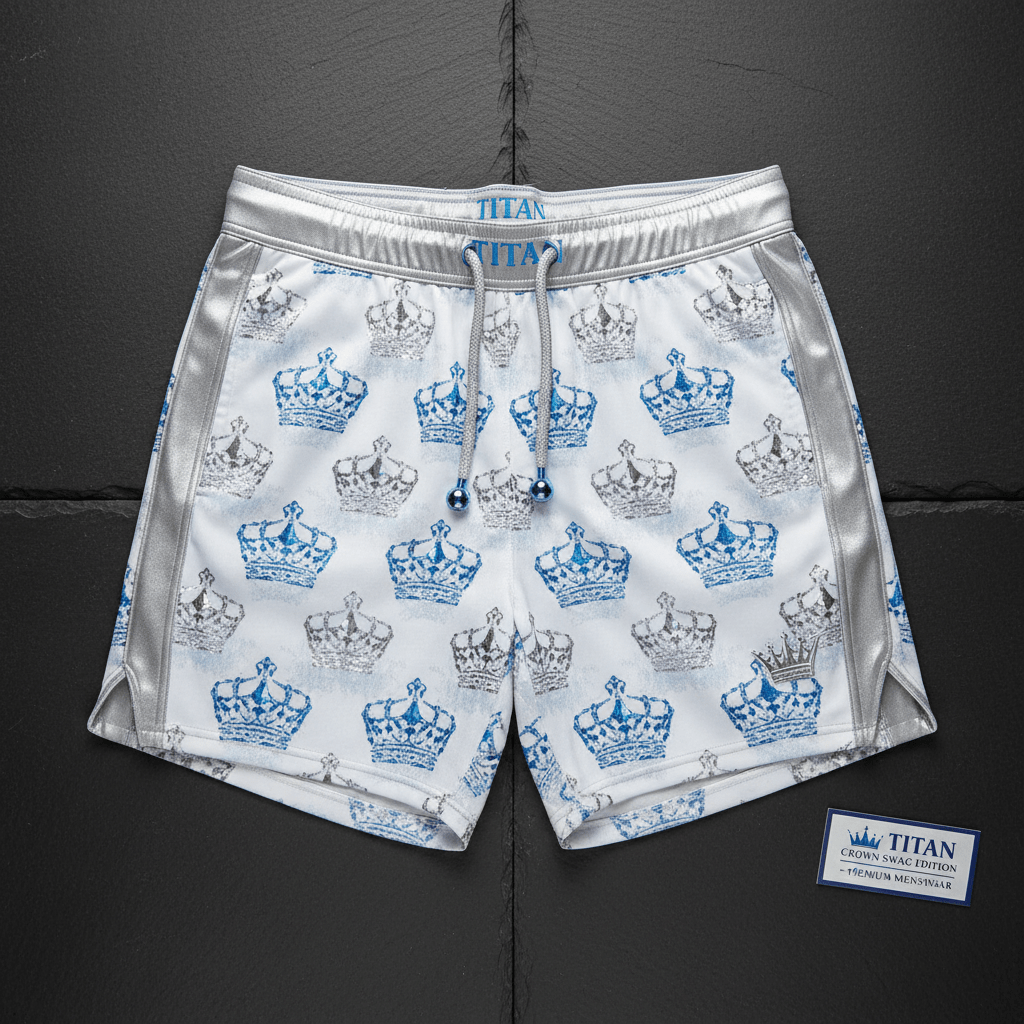 TITAN Men's Diamond Ice Crown Athletic Shorts — Frozen King SWAG Edition