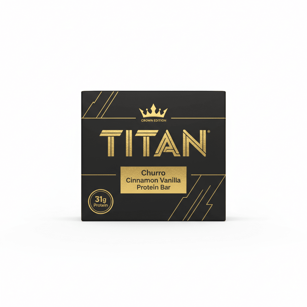 TITAN Churro Cinnamon Vanilla Protein Bar Crown Edition packaging