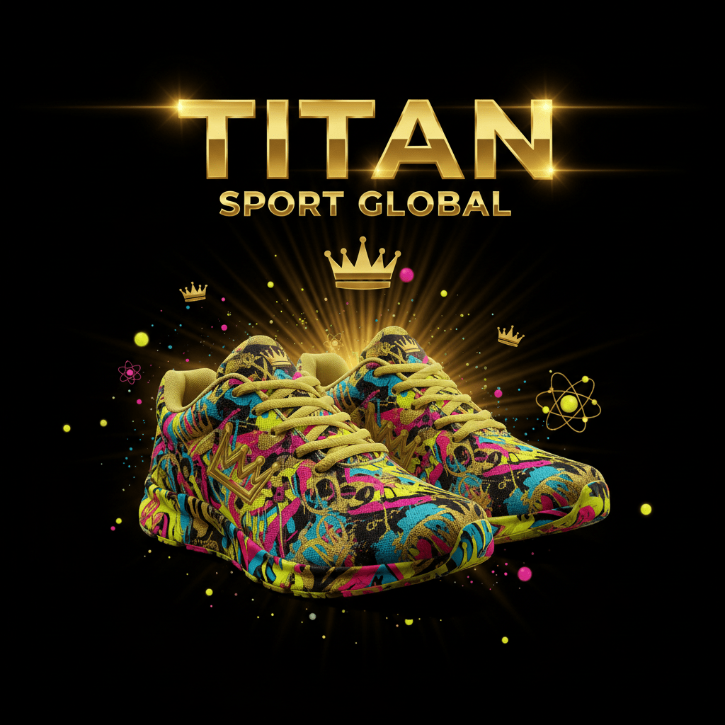TITAN SPORT GLOBAL men's running shoes with neon graffiti crown pattern