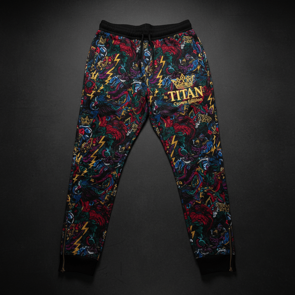 TITAN Crown Edition Plus-Size Men's Jogger Pants - Black & Gold