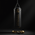 TITAN Heavy Punching Bag Blackout — matte black with gold crown logo