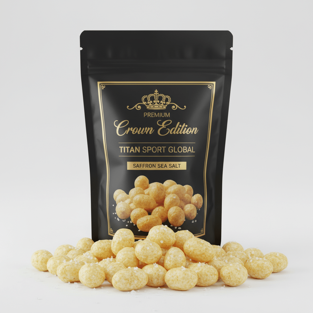 Crown Edition Egg White Protein Puffs Saffron & Sea Salt — matte black Crown Edition pouch