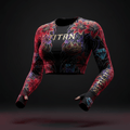 TITAN Women's Cropped Long Sleeve - Crown Edition tattoo-style artwork