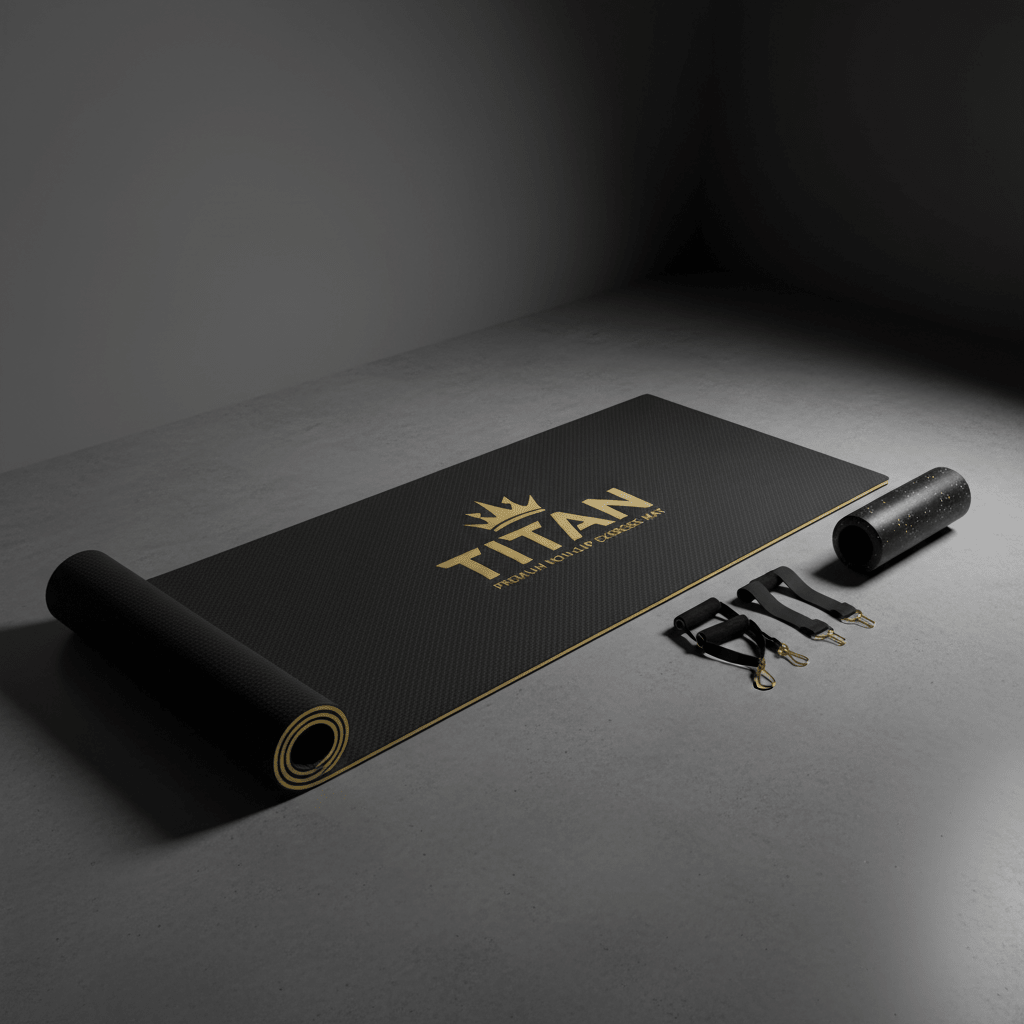 TITAN Premium Yoga Mat - Black & Gold Non-Slip Exercise Mat