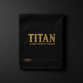 TITAN Gym Towel - 1940 Champion premium black cotton with gold TITAN logo