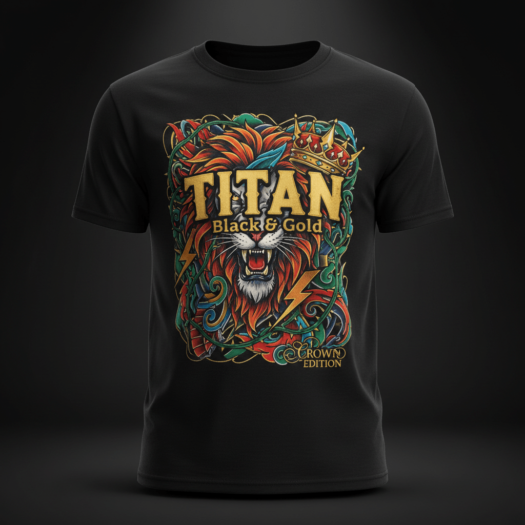 TITAN Kids Graphic T-Shirt - Black & Gold Crown Edition
