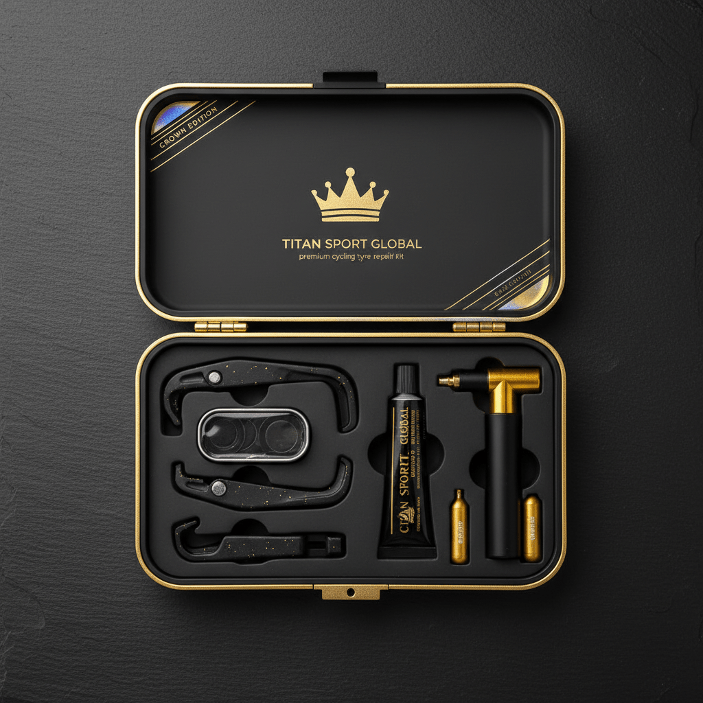TITAN Crown Edition Cycling Tyre Repair Kit Matte Black Gold