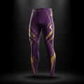 TITAN compression leggings in purple with gold accents - royalty edition