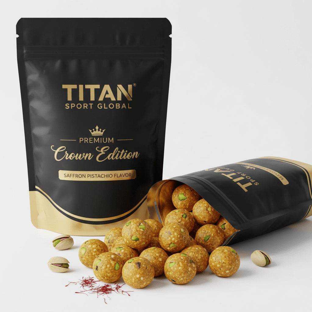 Crown Edition Saffron Pistachio Protein Bites — matte black Crown Edition pouch