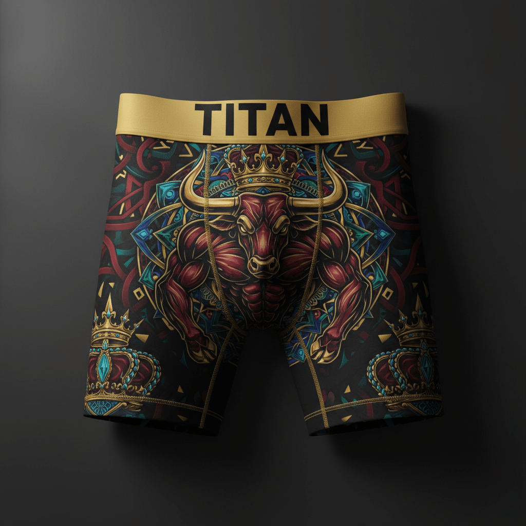 TITAN Men's Compression Shorts - Crown Edition tattoo-style artwork