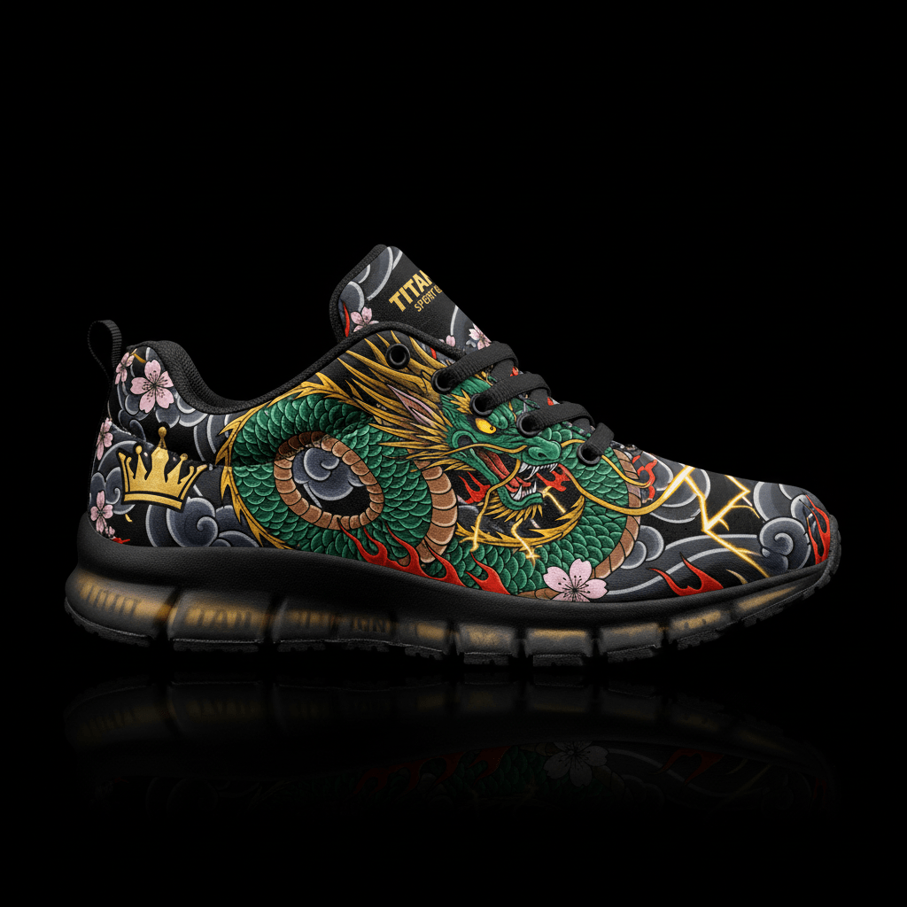 TITAN Crown Edition Color Jade Dragon Men's Running Shoe Color Tattoo Art