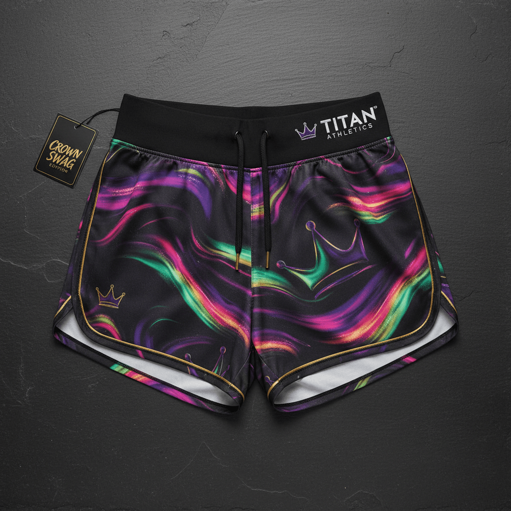 TITAN Women's Aurora Crown Athletic Shorts — Celestial Queen SWAG Edition