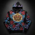 TITAN Crown Edition Tattoo Art Men's Lounge Hoodie - bold imperial crown tattoo artwork on matte black heavyweight fleece