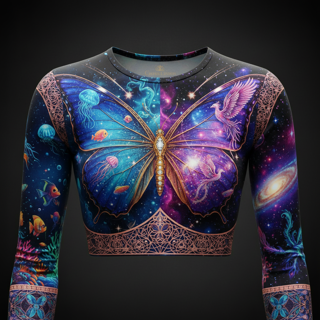 TITAN Women’s Cosmic Empress Butterfly Long Sleeve Crop — Papilio Edition