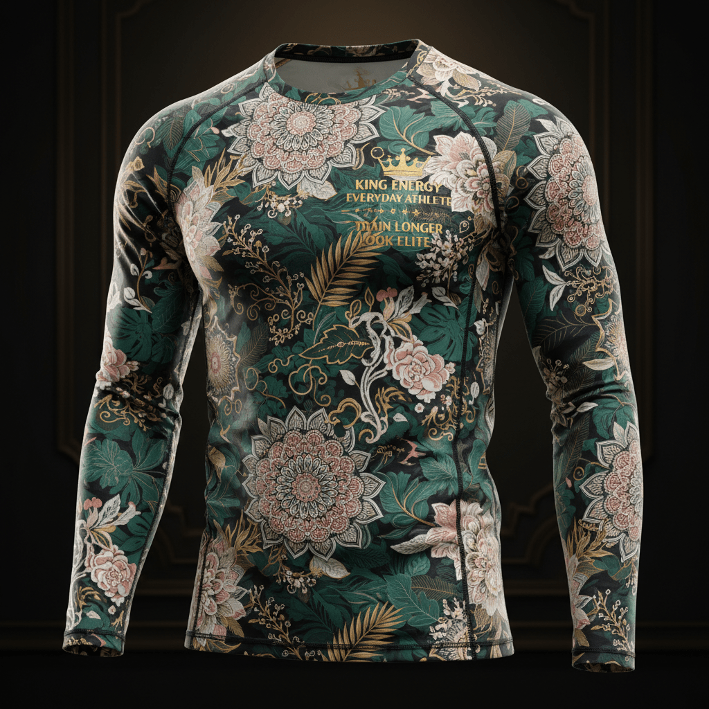 TITAN Men's Long Sleeve Performance Tee — Floral Mandala Botanical Design