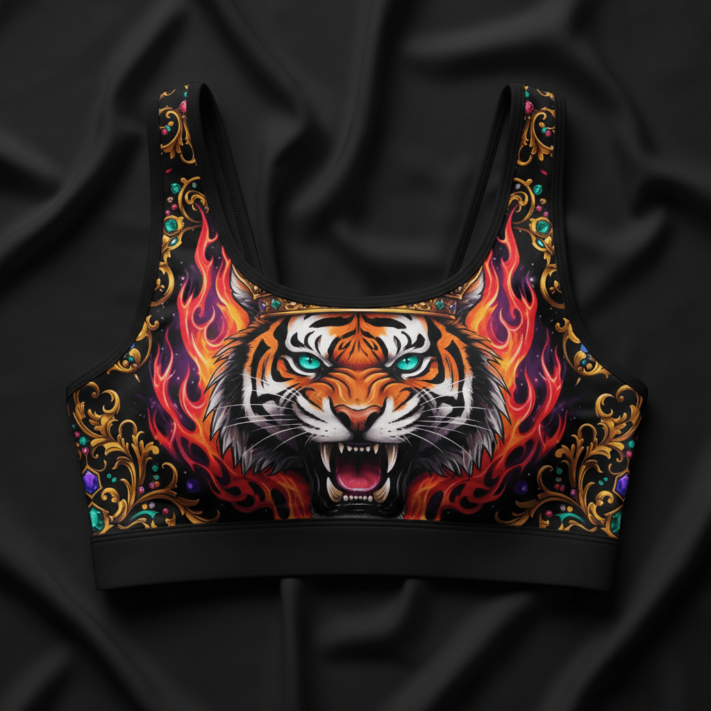 TITAN Crown Edition Women's Sports Bra — Tiger Queen Tattoo Art