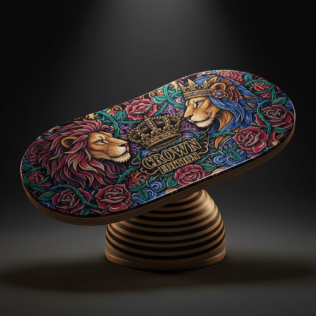 TITAN Crown Edition Wooden Wobble Balance Board — Crown Edition matte black and gold