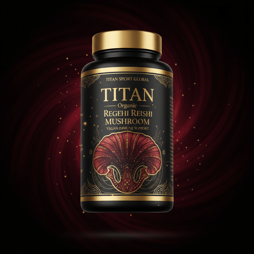TITAN Organic Reishi Mushroom Vegan Immune Support supplement bottle