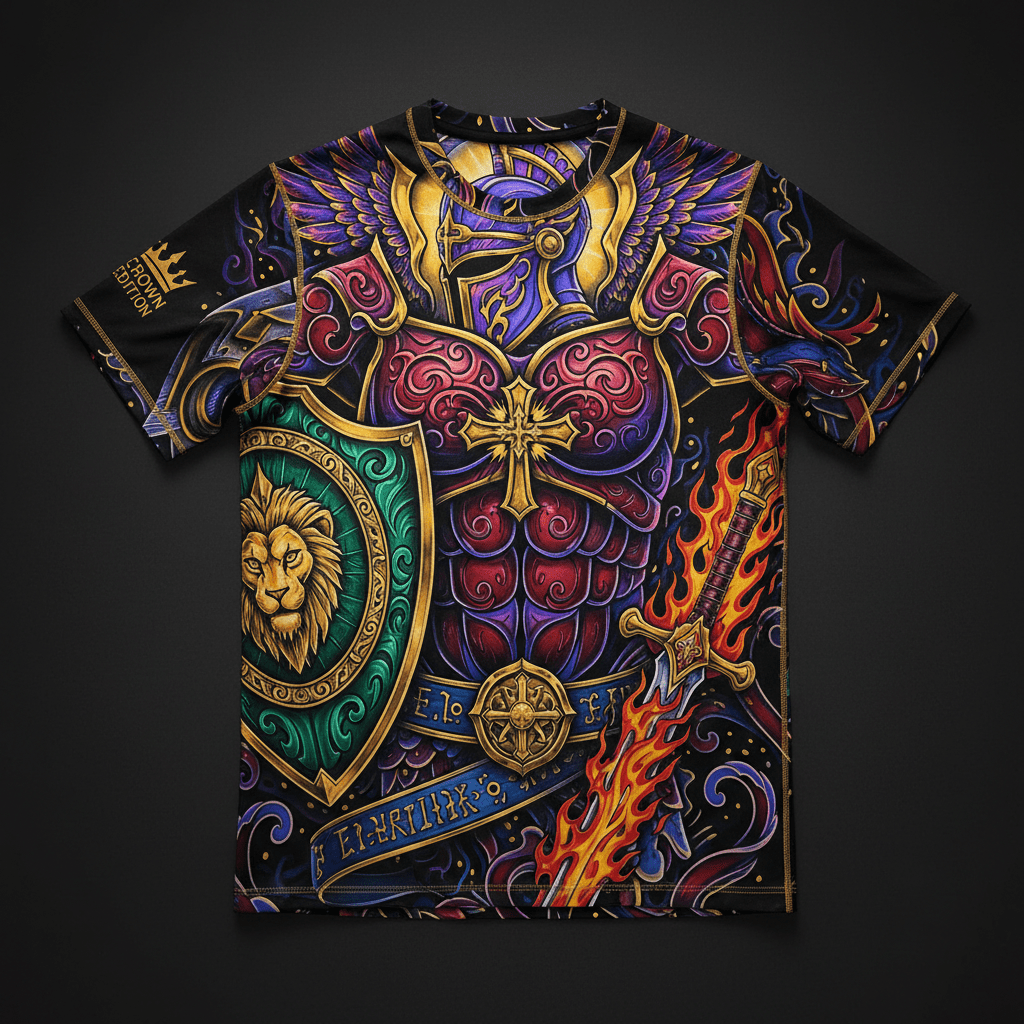 Armor Of God Men's Compression Shirt — TITAN Crown Edition tattoo artwork