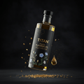 TITAN Organic Flaxseed Oil Omega-3 & Heart Health — ultra-premium luxury editorial product shot