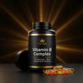 TITAN Vitamin B Complex Capsules — Matte black bottle with gold crown logo and B vitamin capsules