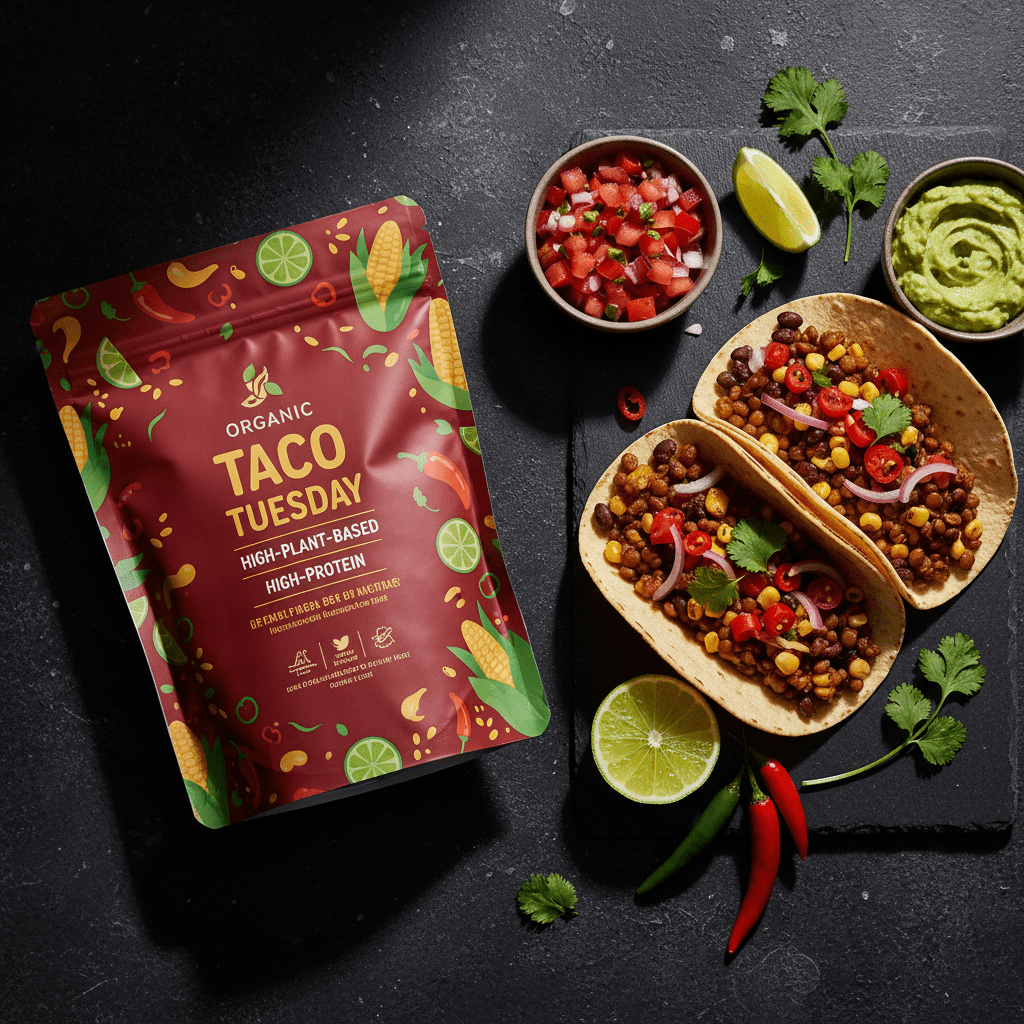 TITAN Organic High-Protein Meal Kit — Taco Tuesday, premium product photography