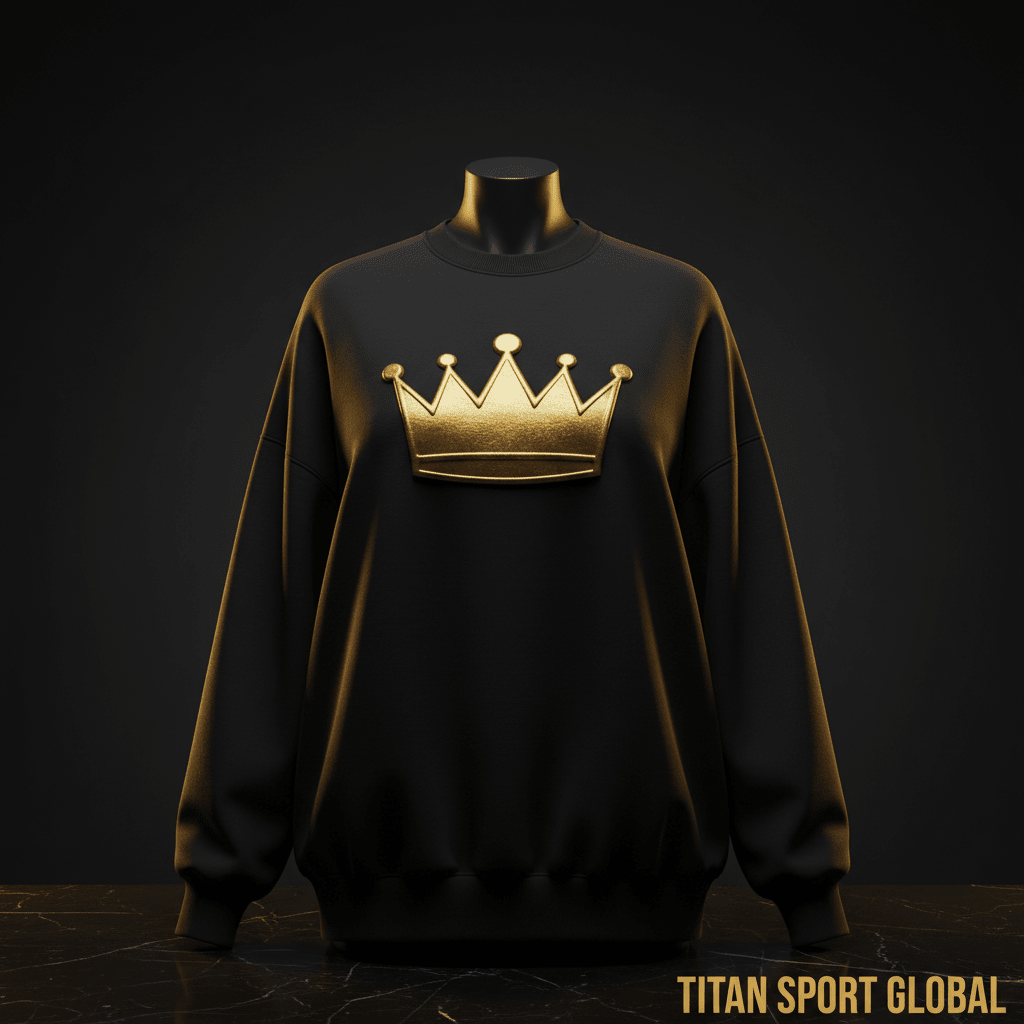 TITAN Women's Oversized Crown Sweatshirt Matte Black Gold