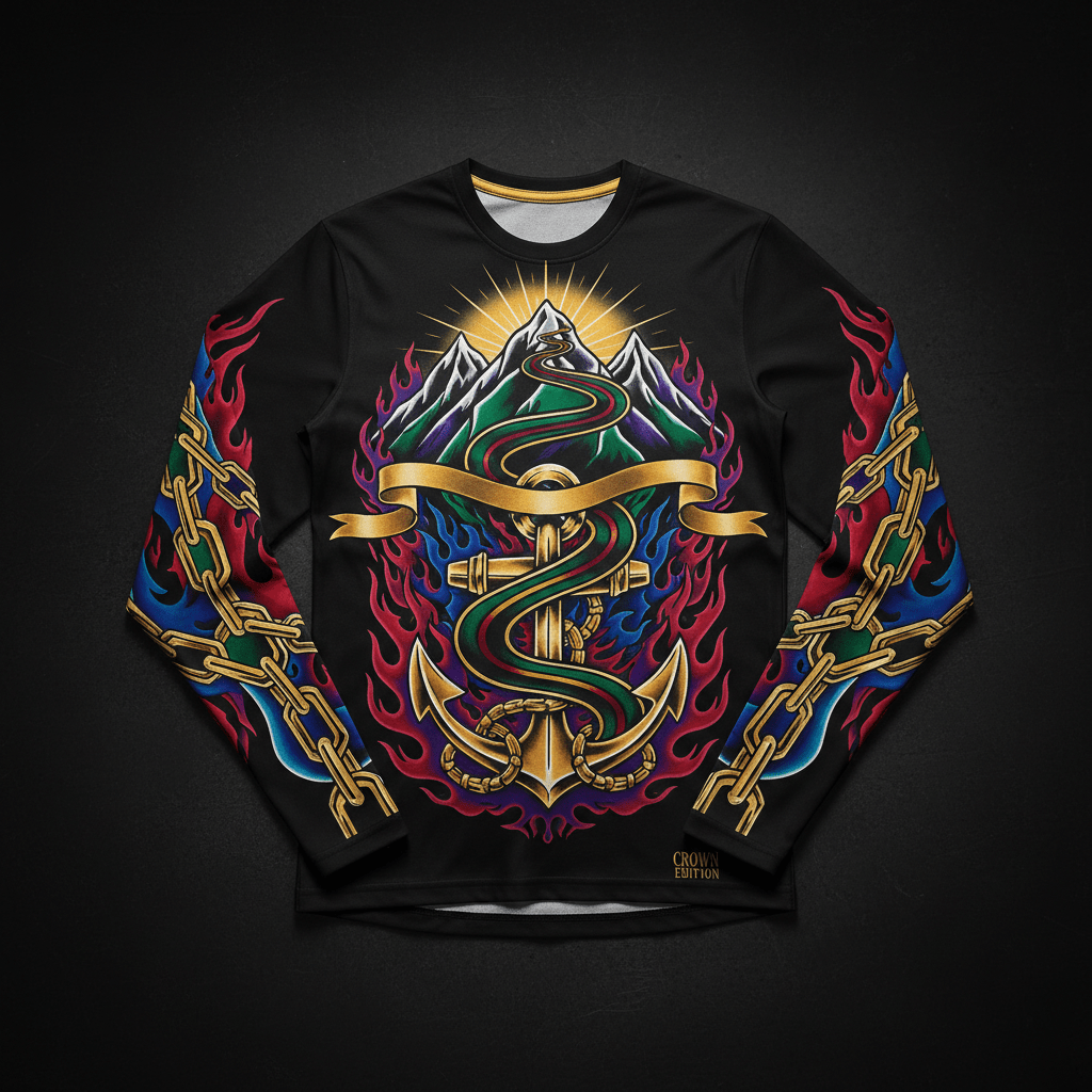 Endure To The End Men's Compression Shirt — TITAN Crown Edition tattoo artwork
