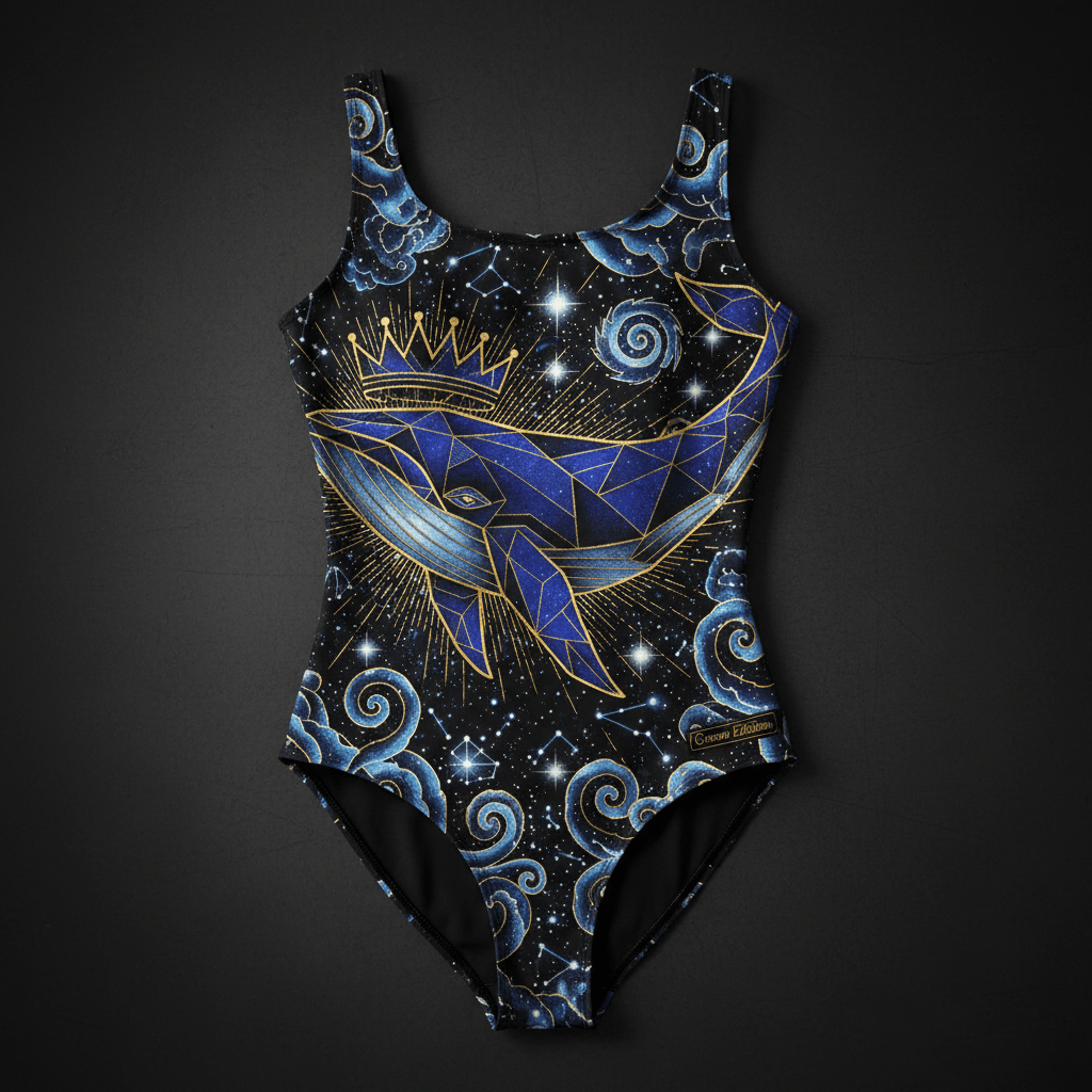 TITAN Women's One-Piece Swimsuit Cosmic Whale Queen Crown Edition
