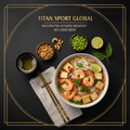 TITAN Vietnamese Shrimp Pho Power Breakfast meal kit flat lay dark luxury
