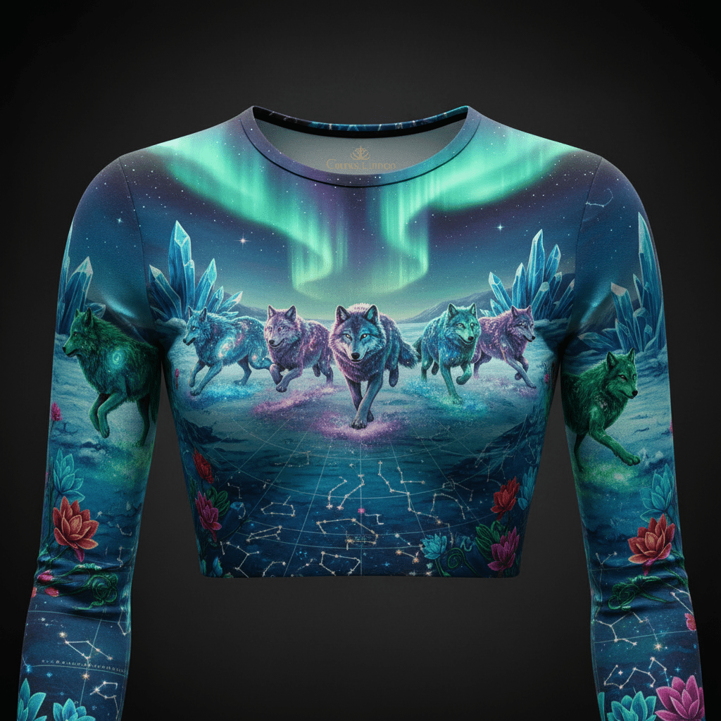 TITAN Women’s Cosmic Wolf Pack Aurora Long Sleeve Crop — Fenrir Edition