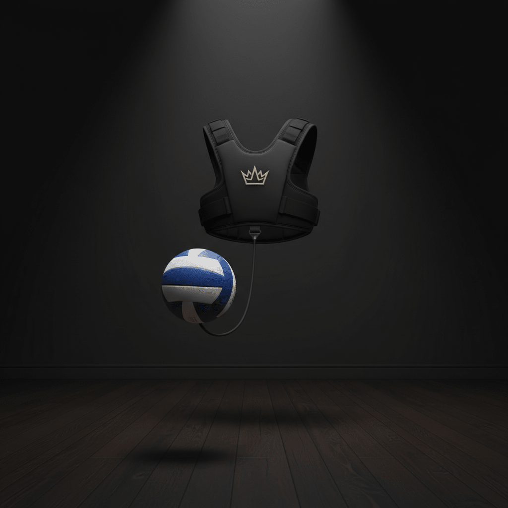 TITAN Volleyball Passing Trainer Crown Edition matte black adjustable harness gold crown logo elastic tether regulation ball
