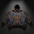 TITAN Women's Oversized Hoodie - Crown Edition tattoo-style artwork