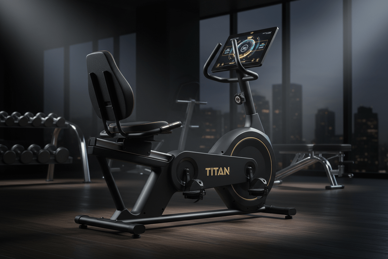 TITAN Crown Edition Recumbent Exercise Bike matte black gold