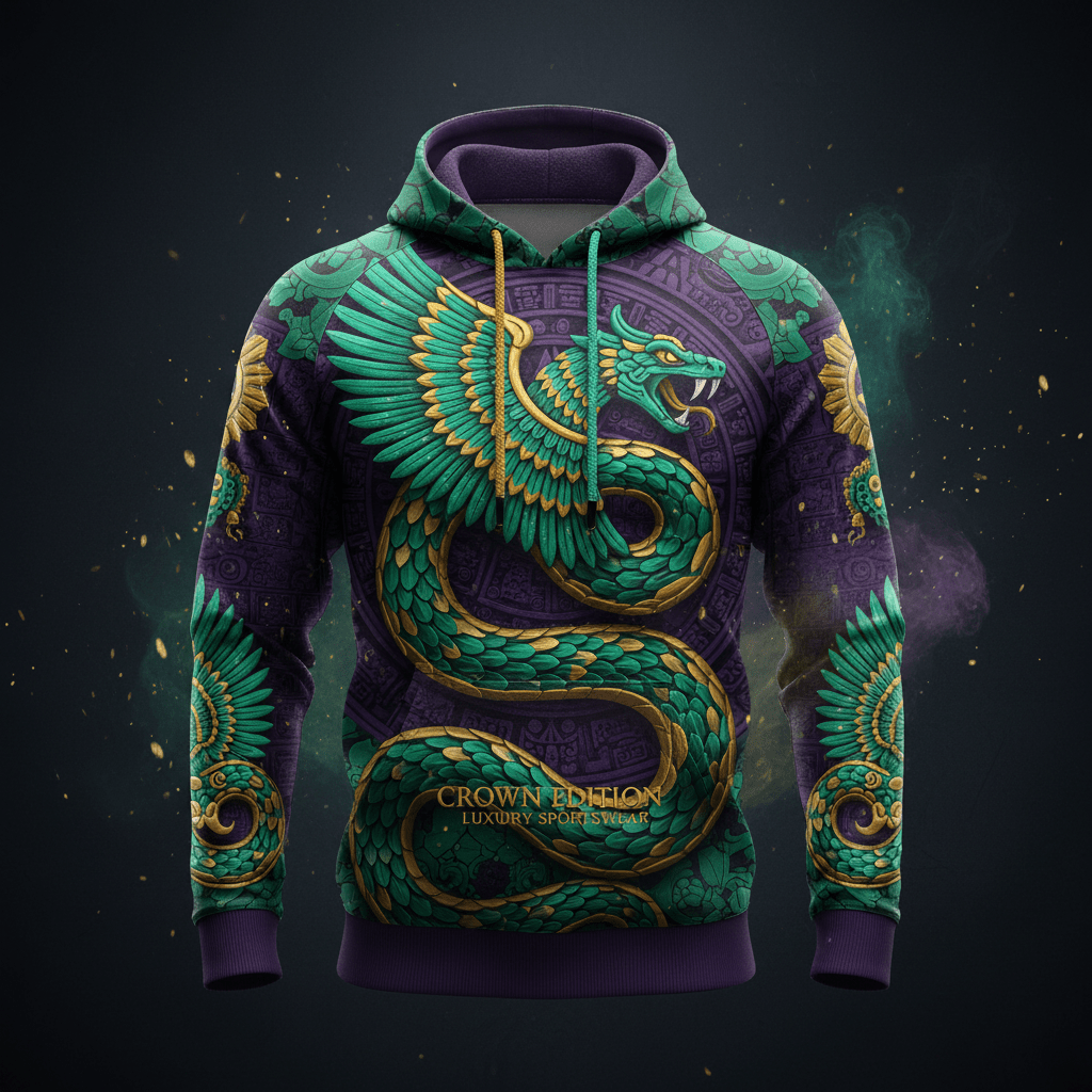 TITAN Mayan Quetzalcoatl Pullover Hoodie — Jade Serpent Edition