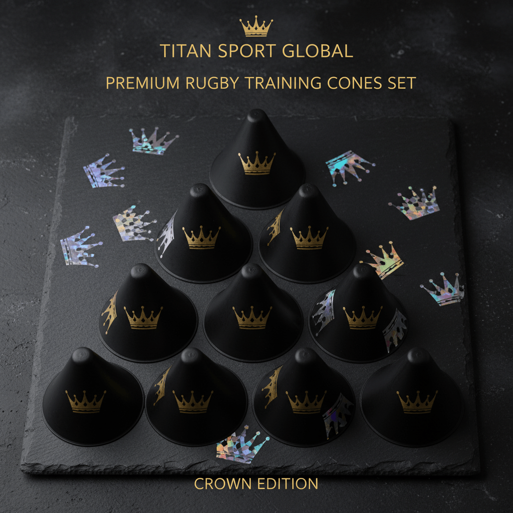 TITAN Crown Edition Rugby Training Cones Set Matte Black Gold