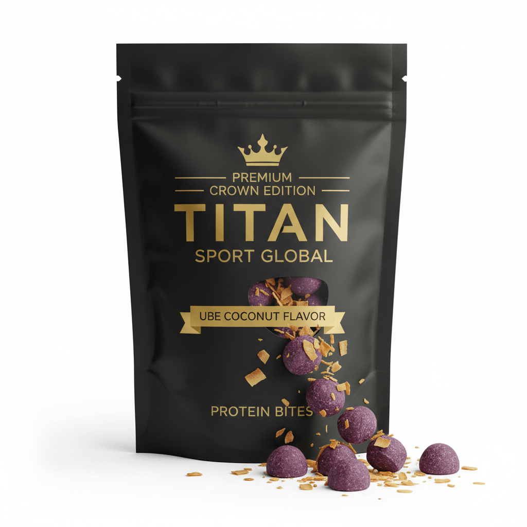 Crown Edition Ube Coconut Protein Bites — matte black Crown Edition pouch