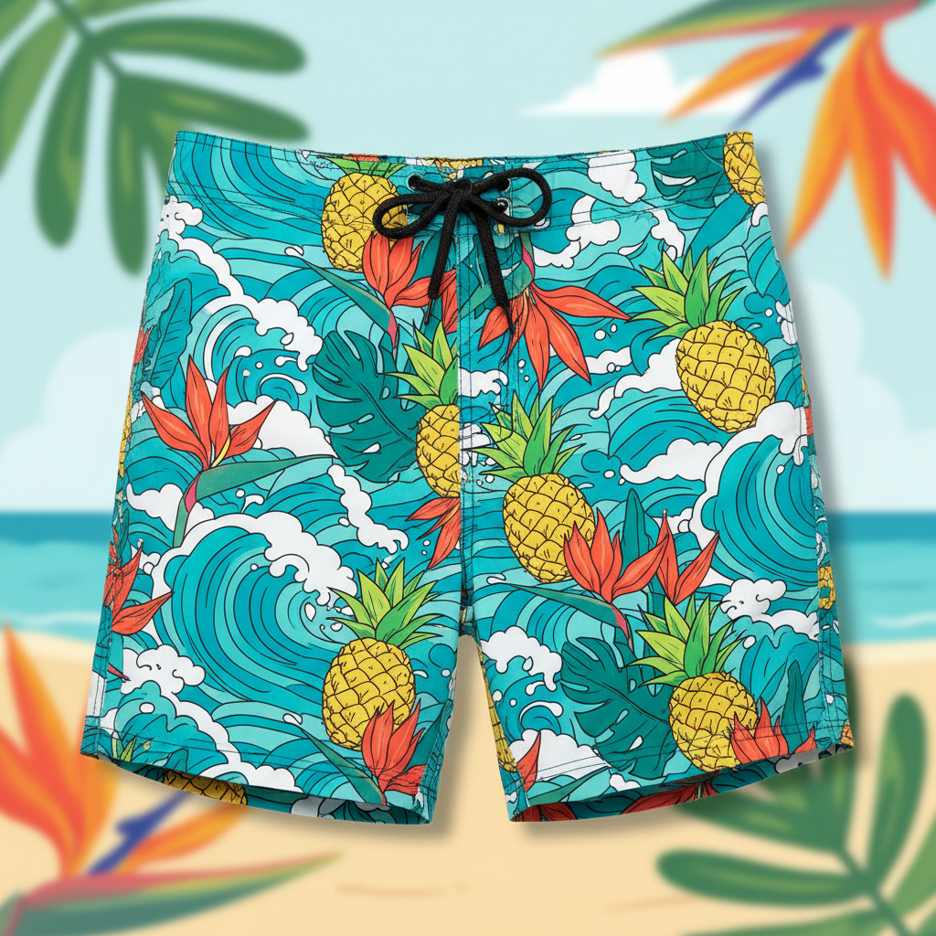 TITAN Men's Swim Trunks — Tropical Paradise vibrant colorful tropical design