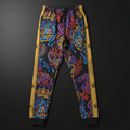 TITAN Crown Edition Tattoo Art Men's Contrast Panel Lounge Joggers - bold colorful tattoo artwork on matte black fabric with gold panels