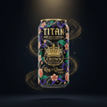 TITAN Organic Matcha Energy Drink — Peach, Crown Edition tattoo-style artwork