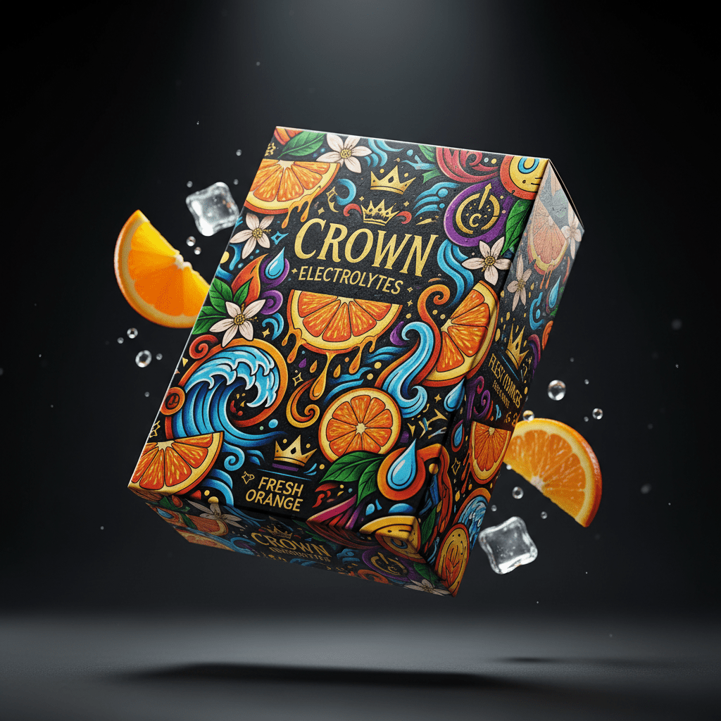 TITAN Electrolyte Hydration Packets Orange — Crown Edition bold tattoo-style artwork