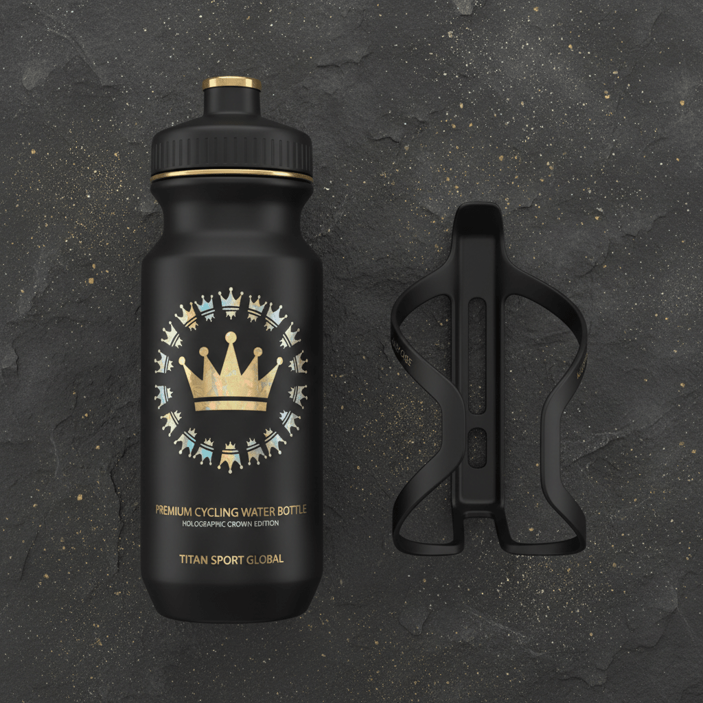 TITAN Crown Edition Cycling Water Bottle Cage Set Matte Black Gold