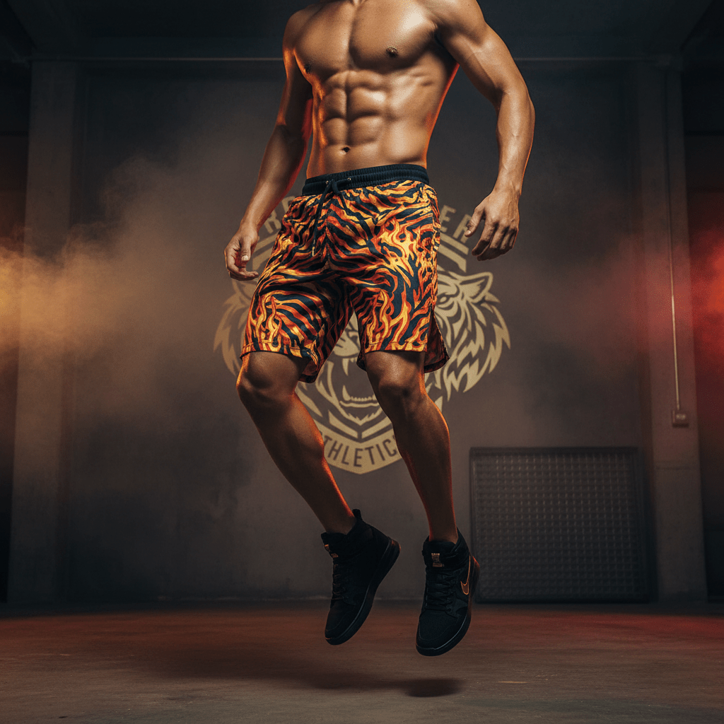 TITAN Men's Training Shorts — Tiger Flame