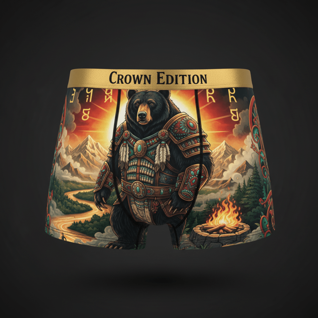 TITAN Cherokee Bear Warrior Men's Boxer Briefs — Crown Edition