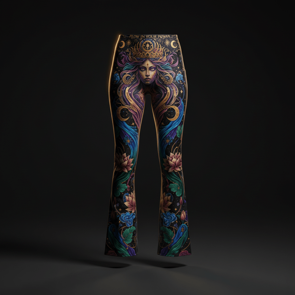 TITAN Women's Flare Leggings - Celestial Goddess Crown Edition Design