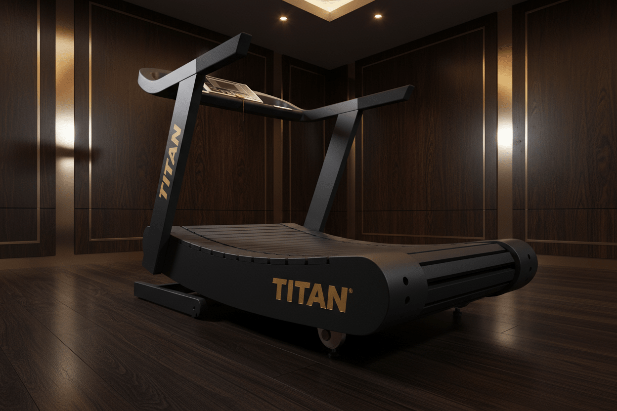 TITAN Crown Edition Curved Manual Treadmill matte black gold