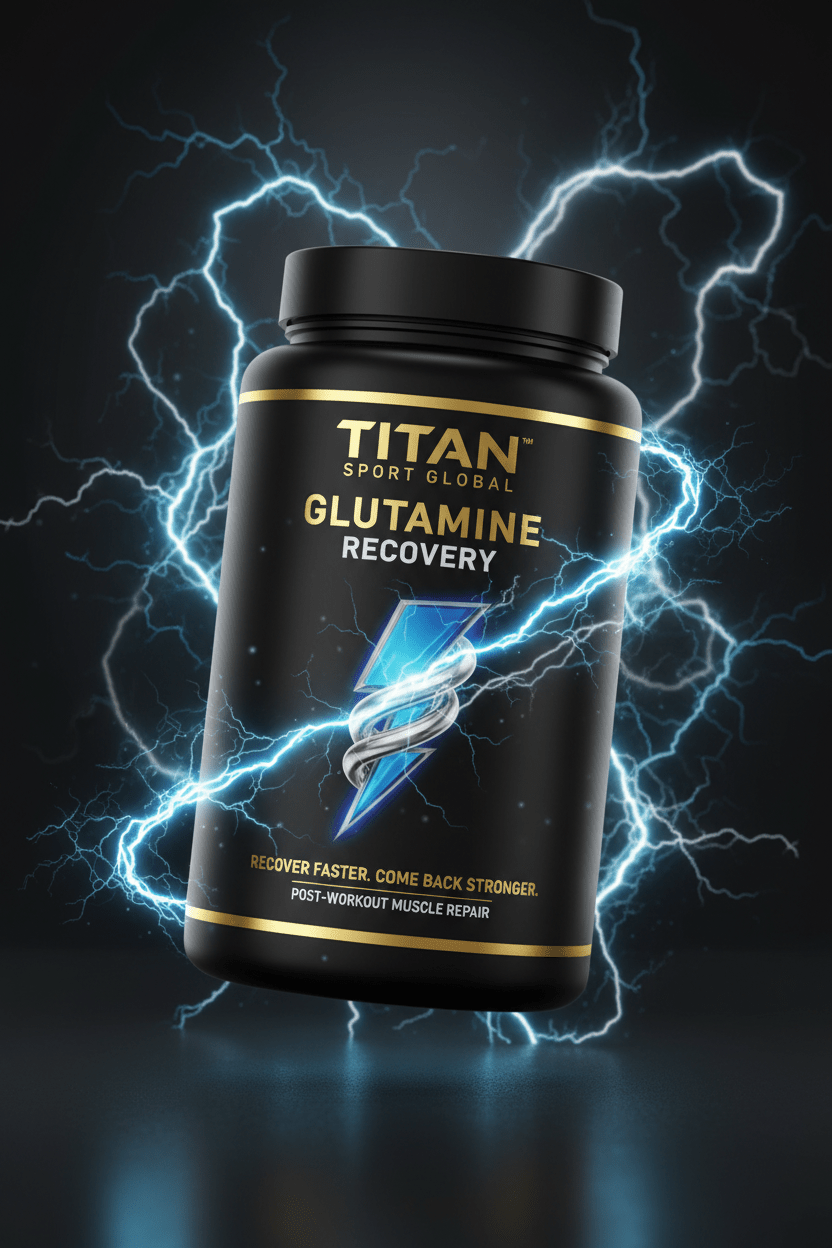 TITAN Glutamine Recovery — Electric Lightning Muscle Repair Design Supplement Container