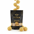TITAN Egg White Protein Puffs Garlic Parmesan — matte black pouch